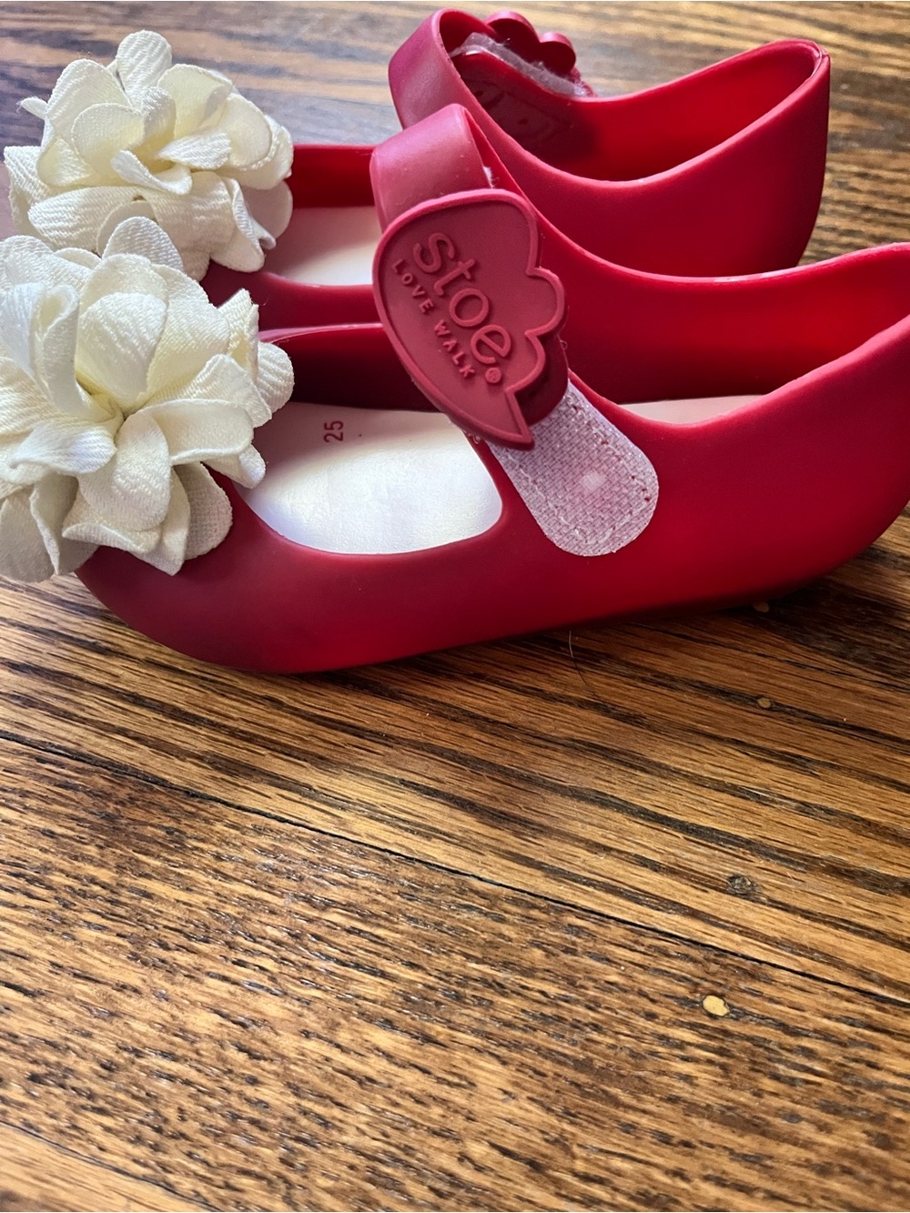 Toddler Stoe Love Walk Rubber Red Mary Jane Floral Shoes